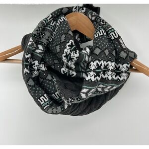 MUK LUKS Infinity Loop Scarf Gray White Black Aqua Fair Isle‎ Winter Cable Knit